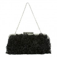 Evening Bag -  Ruffled – Black – BG-7447BK